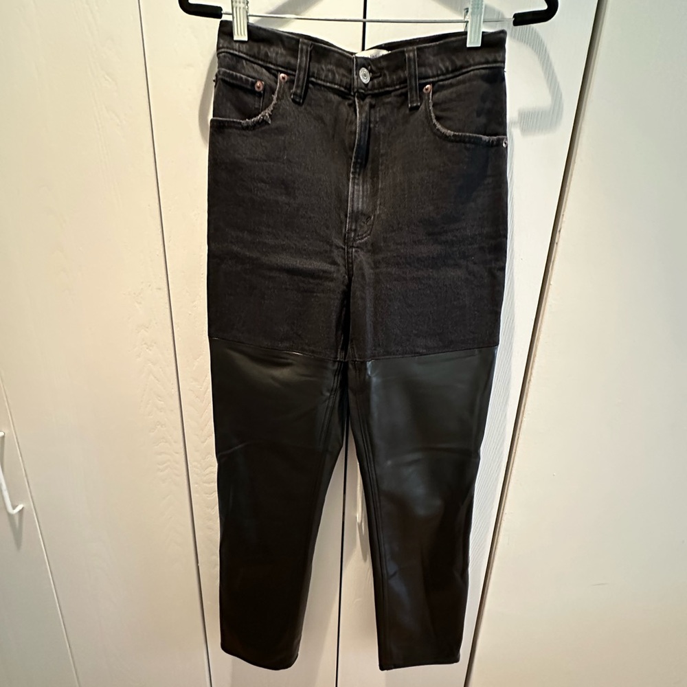 Abercrombie mixed fabric ultra high rise 90s straight jean